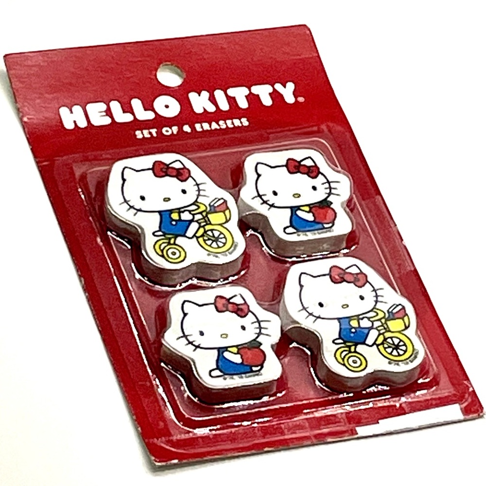 Hello Kitty Sanrio Kids Set Of 4 Erasers For School Home Classroom New